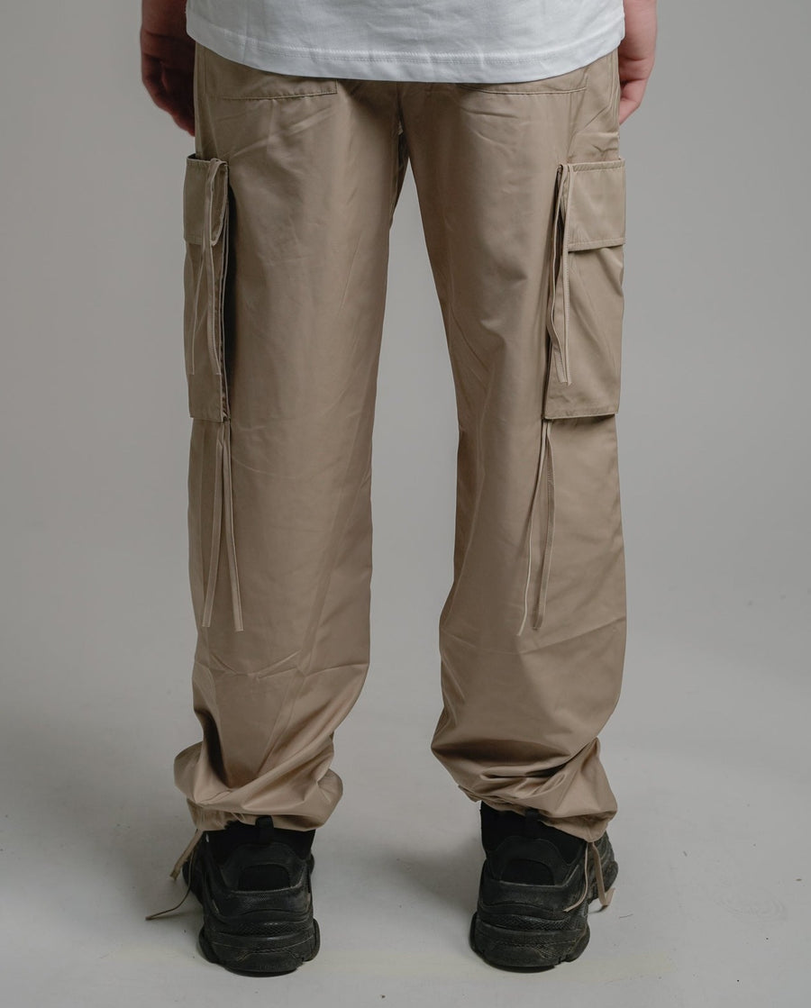 DRAWSTRING CARGO PANTS - KHAKI