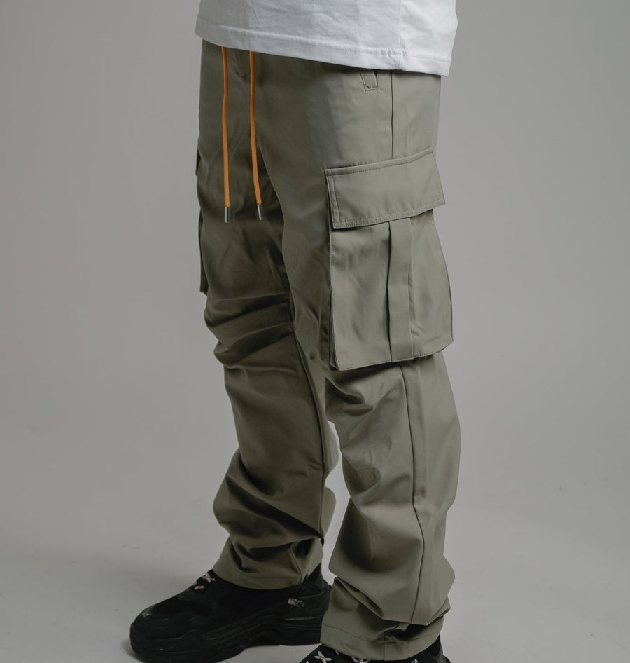 MONOGRAM CARGO PANTS - OLIVE